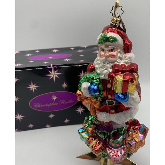 Vtg Christopher Radko HTF Trimmings And Treasures Santa Ornament OG Box - Picture 6 of 7